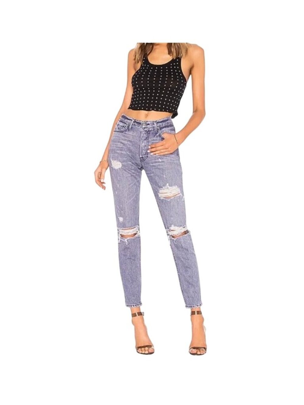 GRLFRND Karolina You Got The Look Distressed Ankle Jeans Size 26